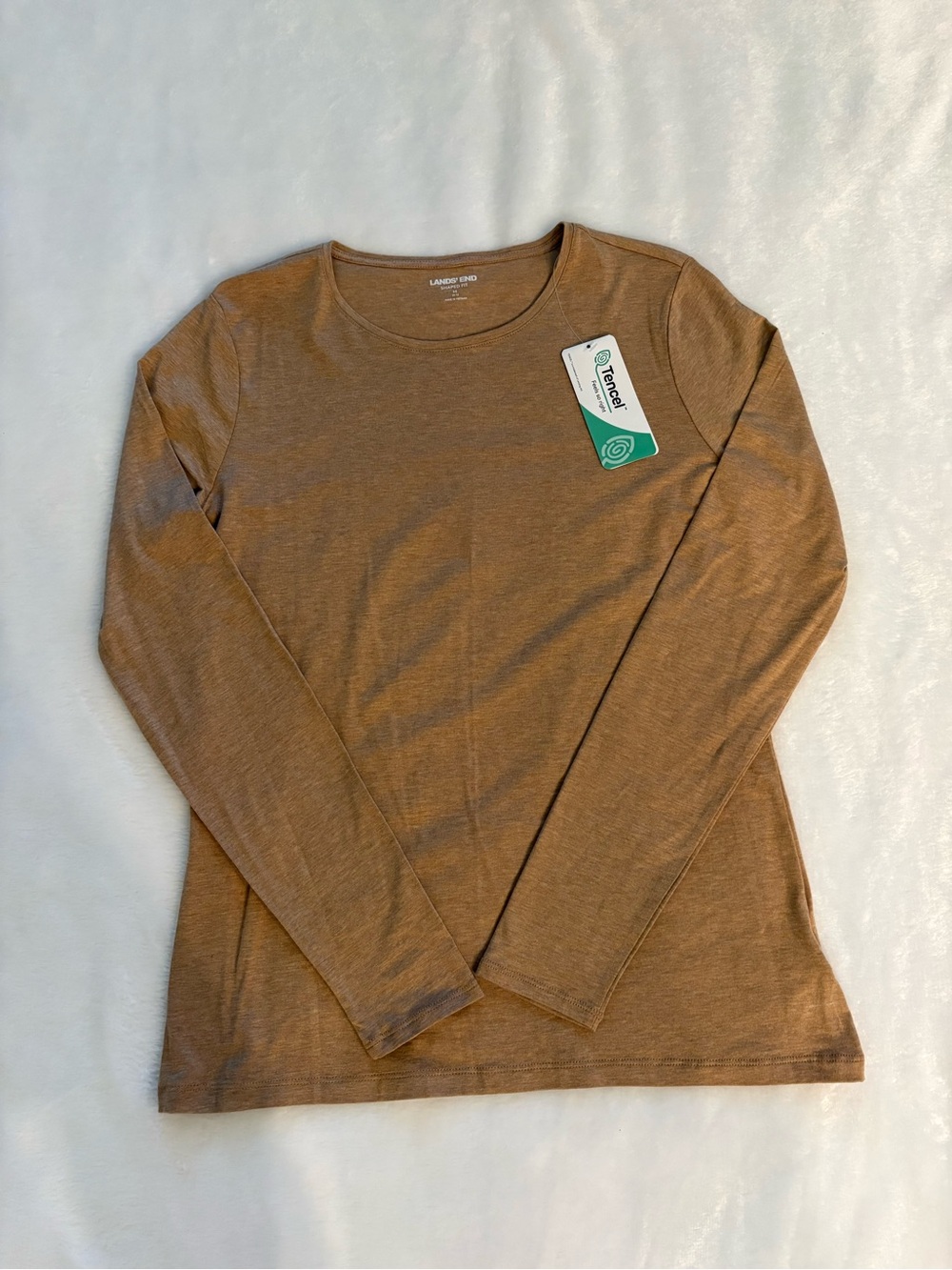 Lands' End Women's Long Sleeve Crewneck Top - Chestnut Brown